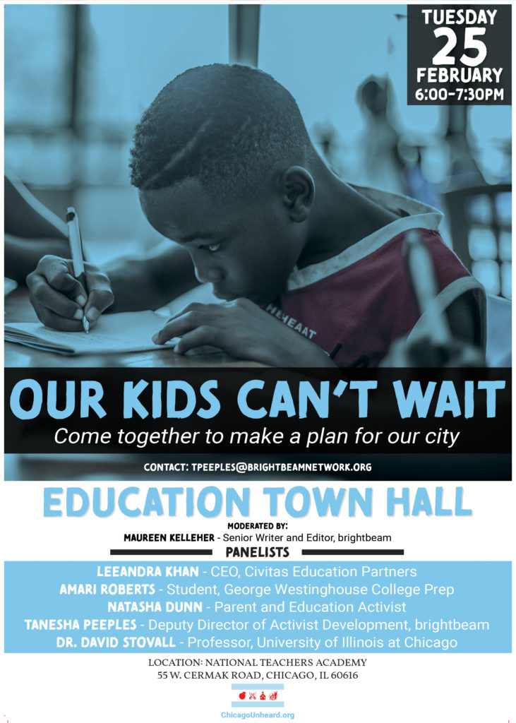 Flyer for Our Kids Can't Wait: Education Town Hall