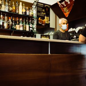 bartender with mask